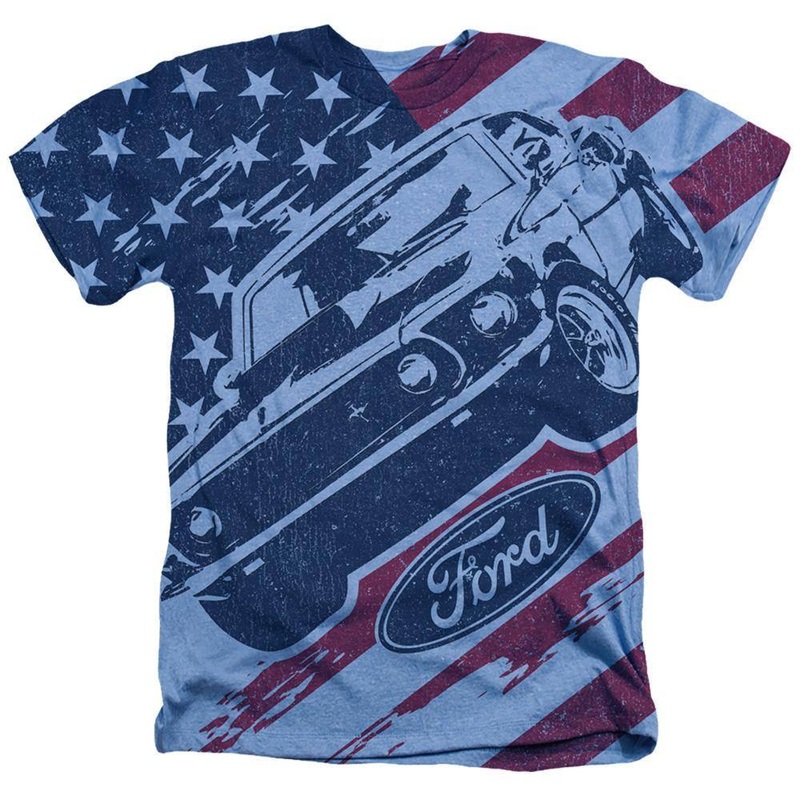 Ford 1969 Mustang Flag Heather T-Shirt