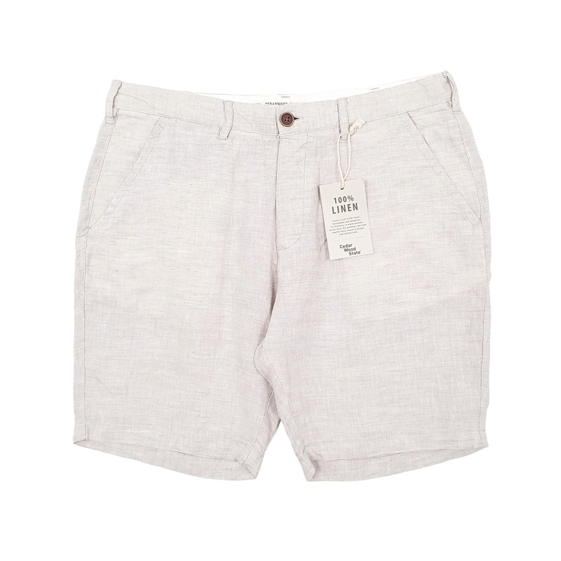 Cedarwood State Grey Chino Linen Shorts W34