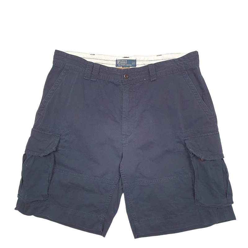 Polo Ralph Lauren Vintage 90's Navy Cargo Workwear Cotton Shorts W38