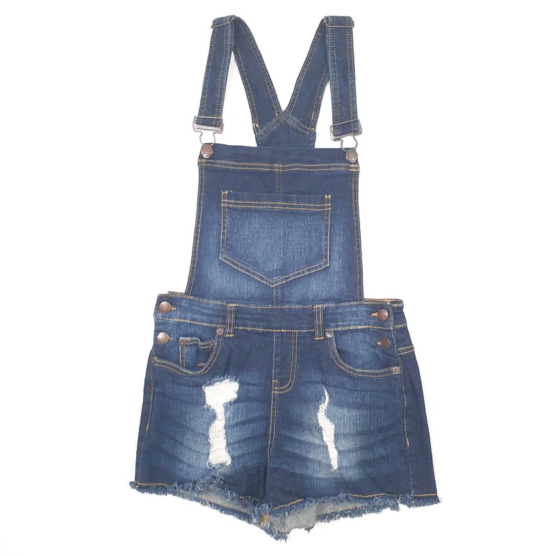 Womens Dickies Distressed Shorts Bib Overalls Blue Dungaree Cotton  Trousers UKS