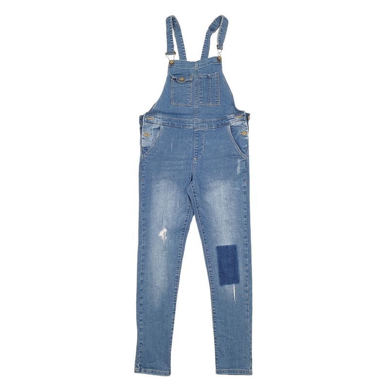 Womens Zara Girls Blue Dungaree Cotton  Trousers UK14