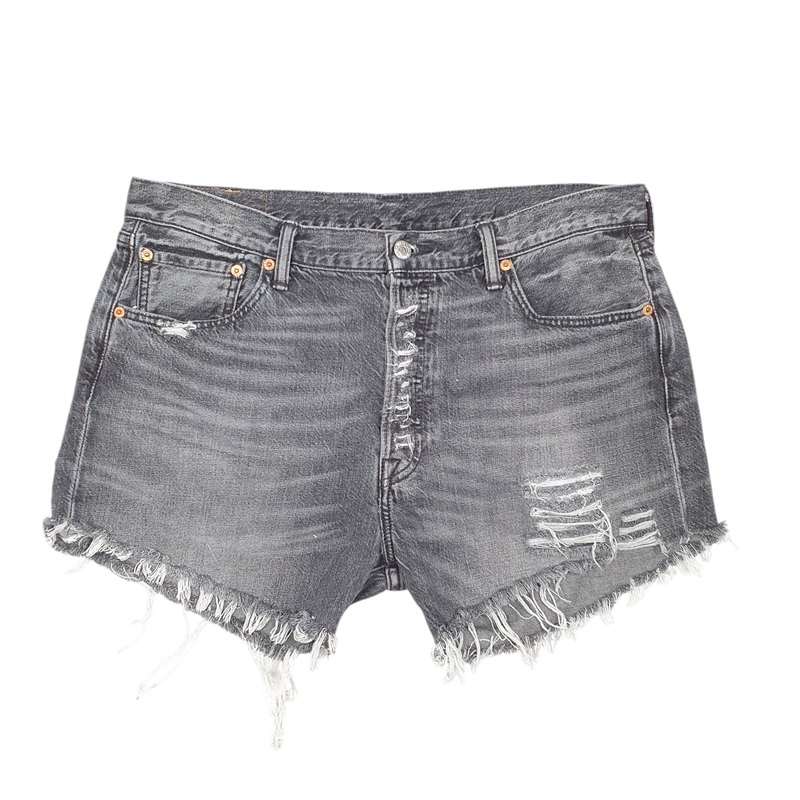 Levis 501 Denim Jorts Cut Off Hot Pants Distressed Grey Denim Jeans Cotton Shorts W36