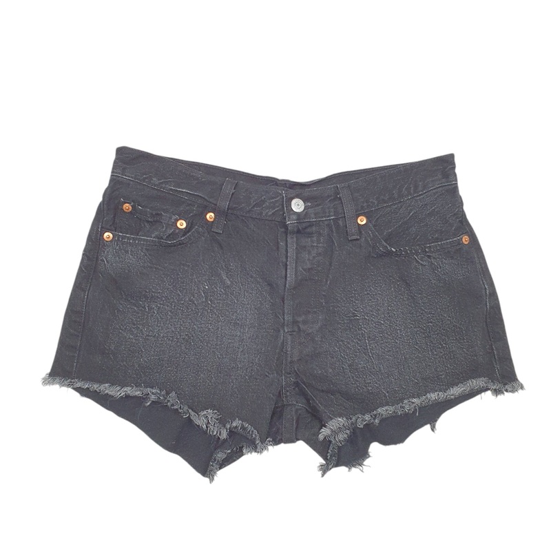 Levis 501 Denim Jorts Hot Pants Black Denim Jeans Cotton Shorts W30