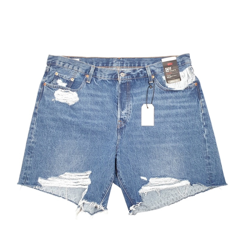 Levis 501 Jorts 90s Jean Mid Rise Distressed Blue Denim Jeans Cotton Shorts W40