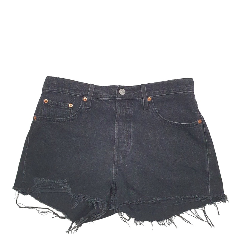 Levis 501 Jorts Black Denim Jeans Cotton Shorts W28