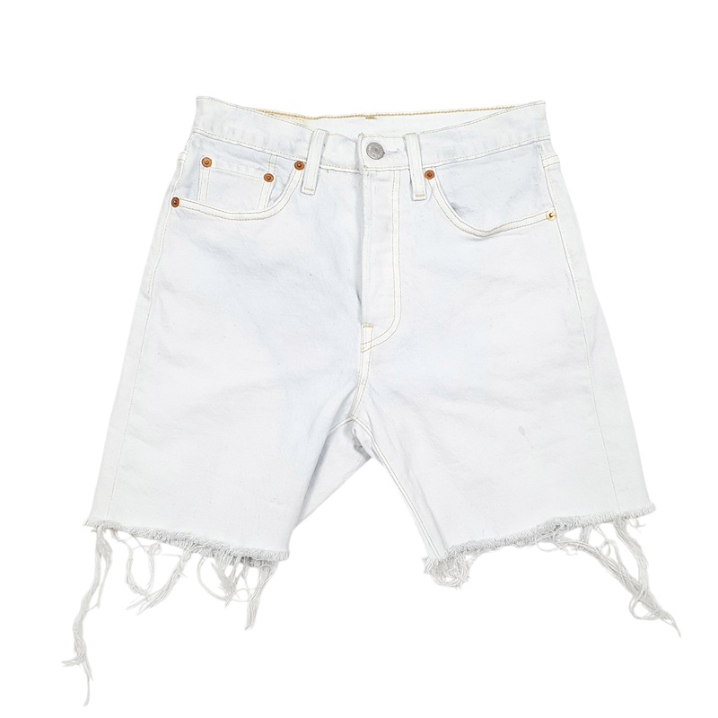 Levis 501 Jorts Cut Offs Bleached Faded Blue Denim Jeans Cotton Shorts W25