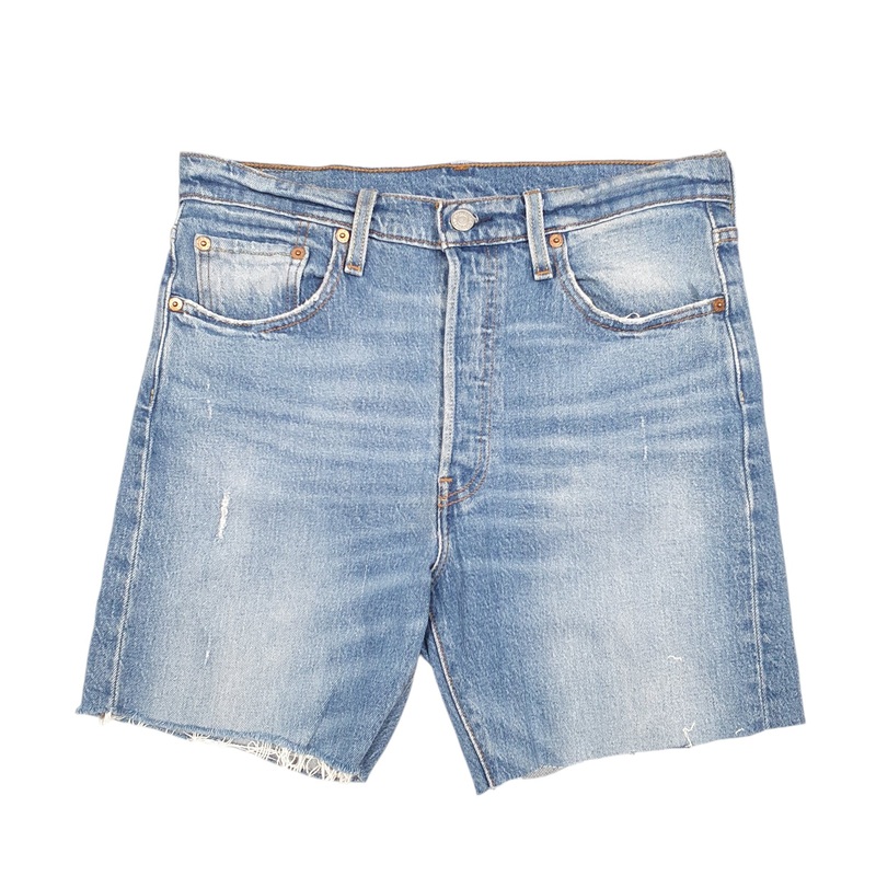Levis 501 Jorts Cut Offs Distressed Blue Denim Jeans Cotton Shorts W29