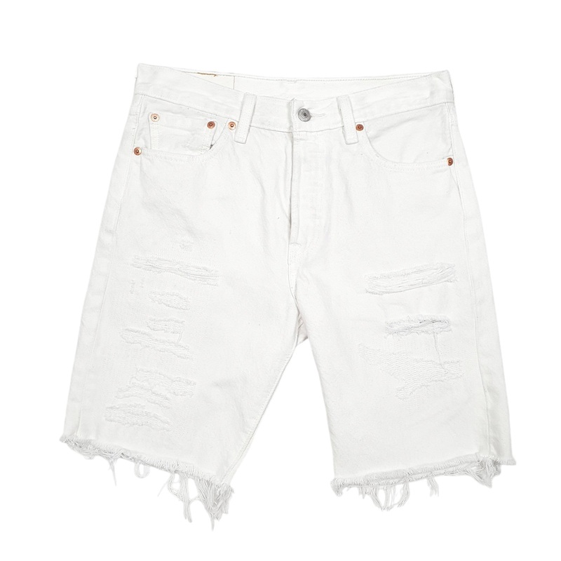 Levis 501 Jorts Distressed White Denim Jeans Cotton Shorts W29