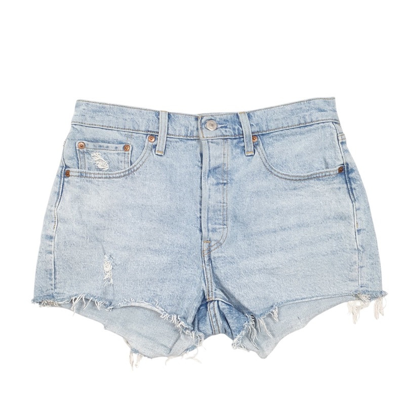 Levis 501 Jorts Hot Pants Disressed Blue Denim Jeans Cotton Shorts W30
