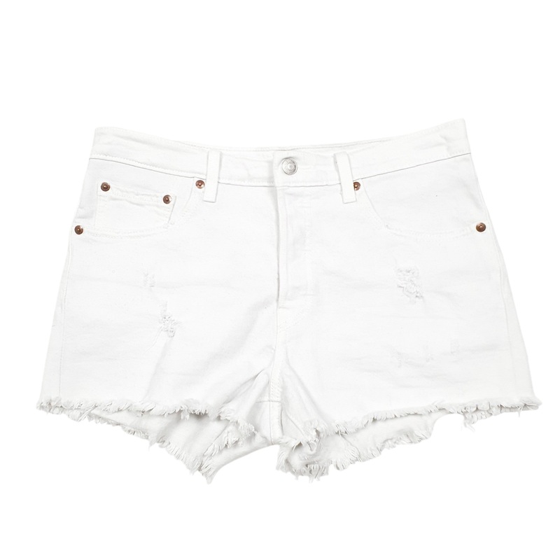 Levis 501 Jorts Hot Pants Disressed White Denim Jeans Cotton Shorts W30