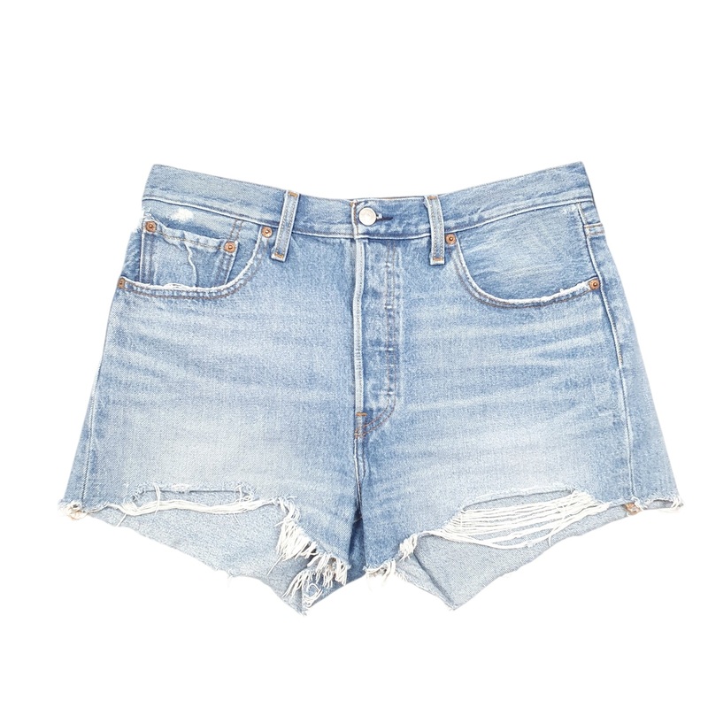 Levis 501 Jorts Hot Pants Distressed Blue Denim Jeans Cotton Shorts W32