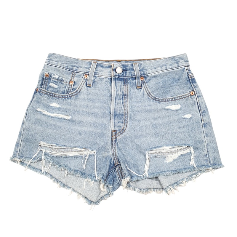 Levis 501 Jorts Hot Pants Distressed BNWT Blue Denim Jeans Cotton Shorts W30