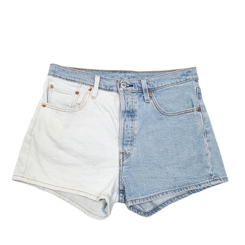 Levis 501 Jorts Hot Pants Two Tone Custom Blue Denim Jeans Cotton Shorts W29