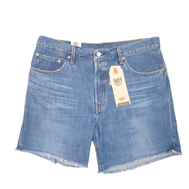 Levis 501 Jorts Mid Rise BNWT Blue Denim Jeans Cotton Shorts W34