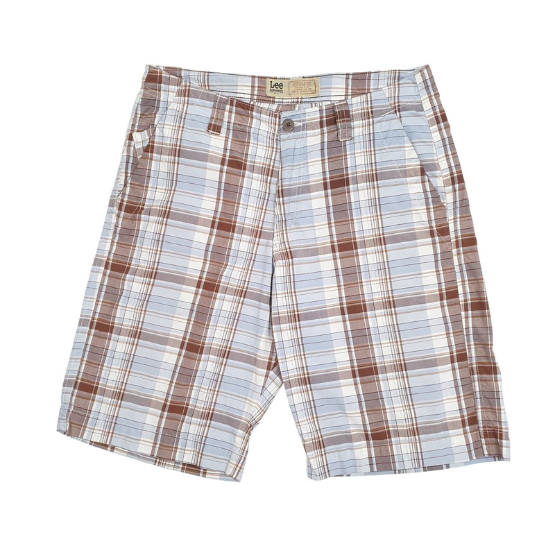 Lee Check Blue Chino Cotton Shorts W33