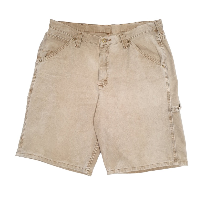 Lee Dungaree Jorts Vintage 1990s Beige Carpenter Cotton Shorts W38