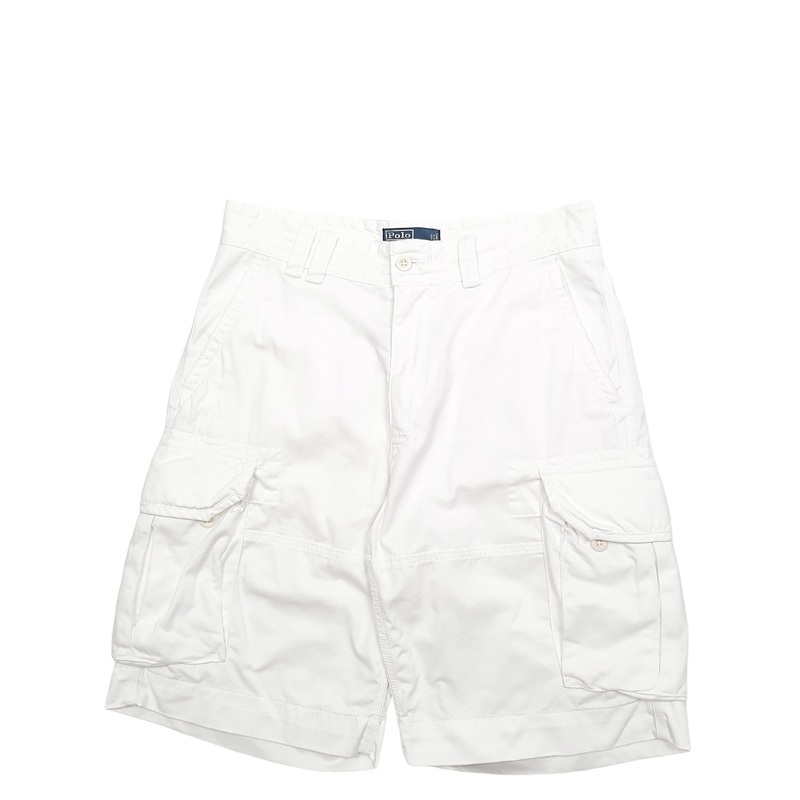 Ralph Lauren White Cargo Workwear Cotton Shorts W32