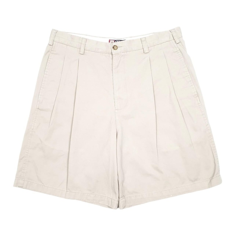 Chaps Double Pleated Beige Chino Cotton Shorts W34