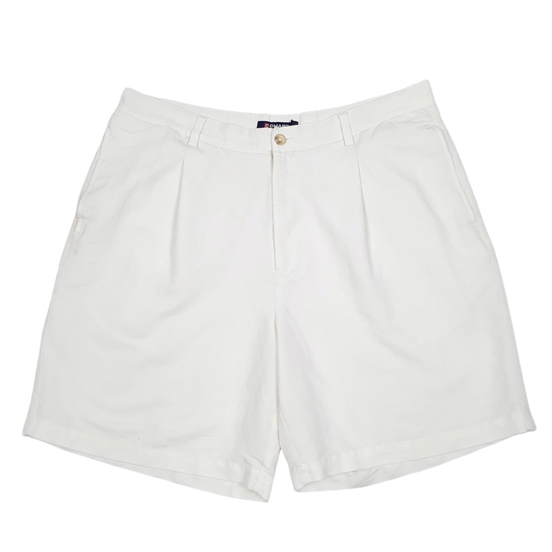 Chaps Golf Pleated White Chino Cotton Shorts W36