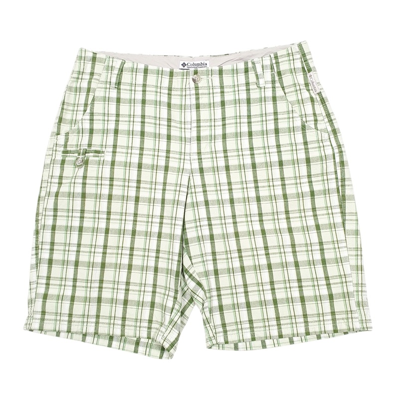 Columbia Sportswear Check Madras Green Chino Cotton Shorts W32