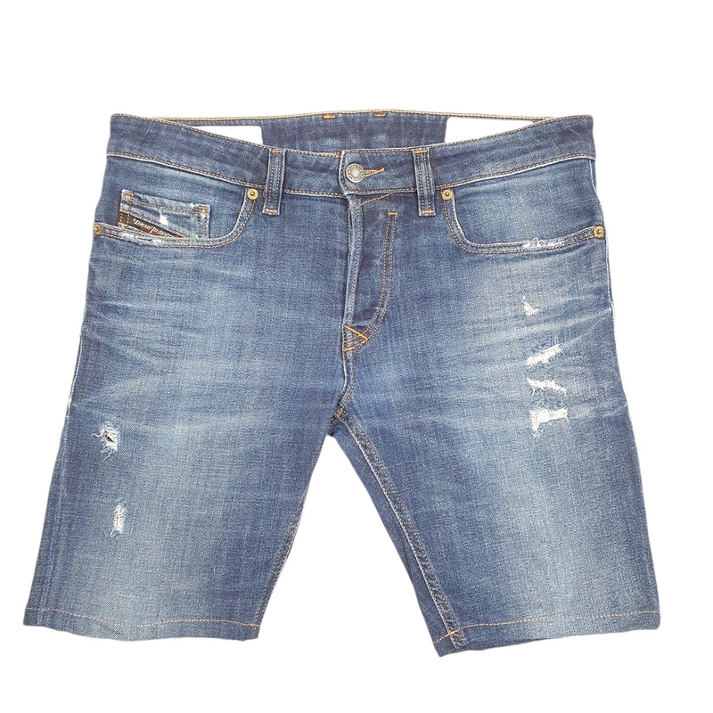 Diesel Slim Jorts Jean Distressed Blue Denim Jeans Cotton Shorts W32
