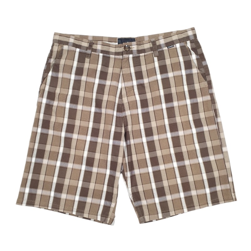 Hurley Check Surf Skate Brown Chino Cotton Shorts W36
