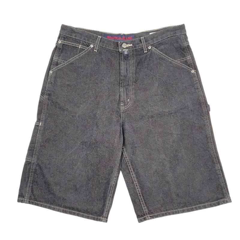Nautica Baggy Jorts Jean Black Denim Jeans Cotton Shorts W36