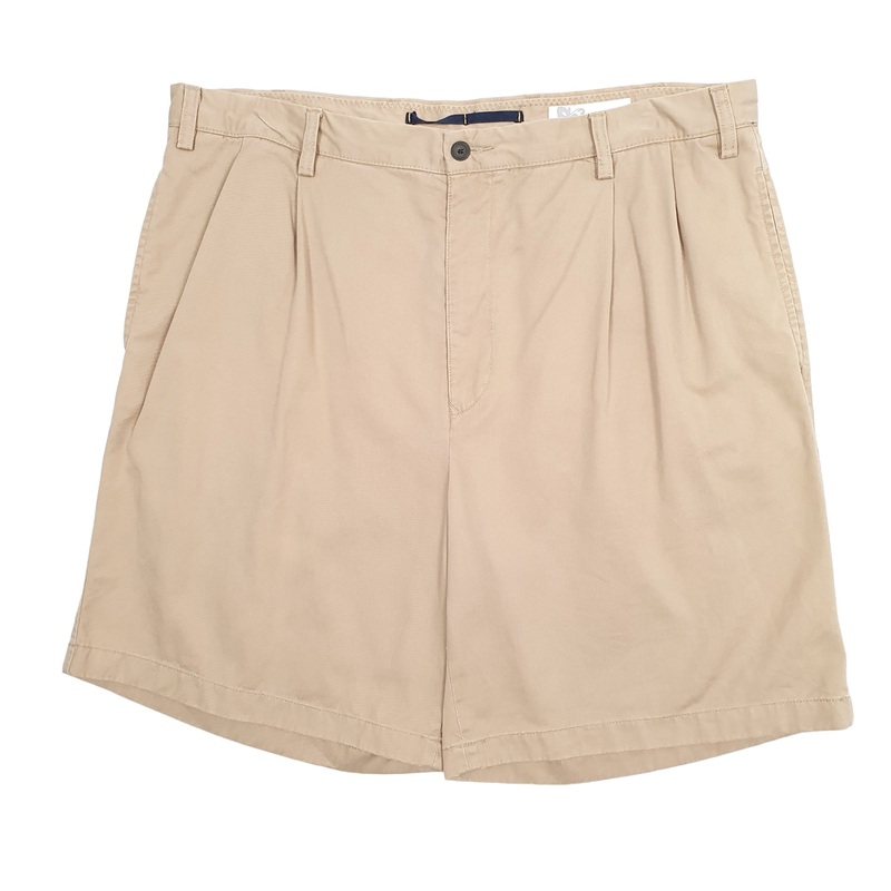Nautica Deck Rigger Double Pleated Beige Chino Cotton Shorts W42