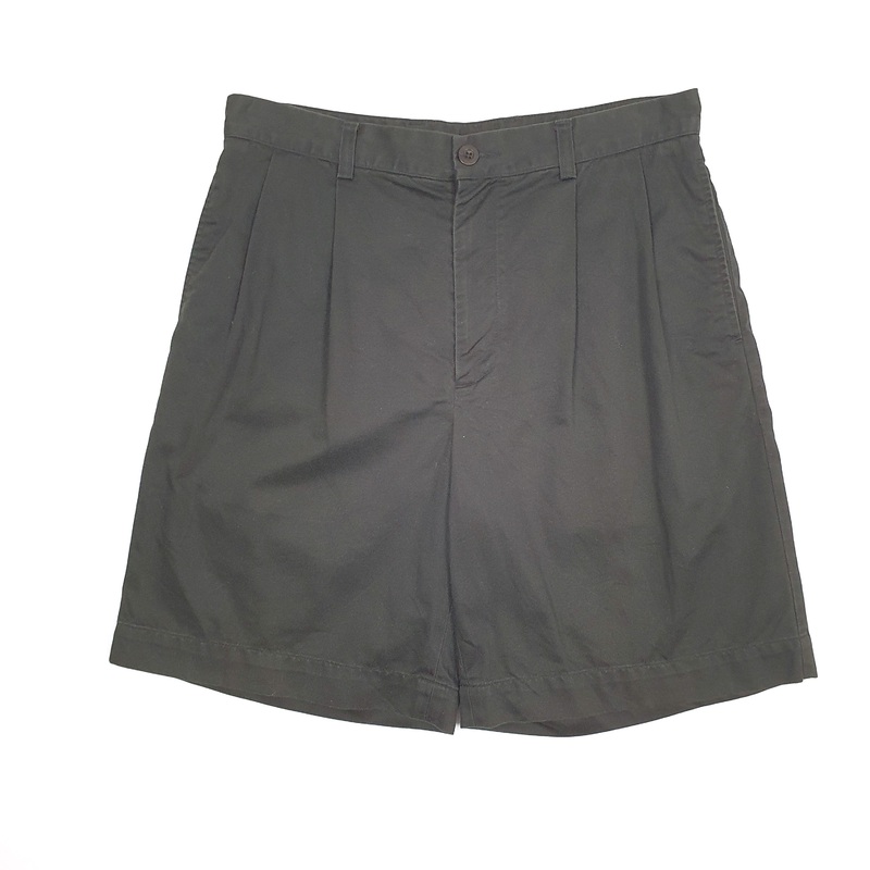 Nautica Double Pleated Deck Black Chino Cotton Shorts W34