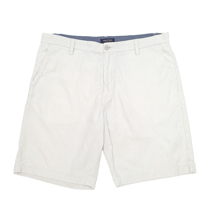 Nautica Trimmer Striped Cream Chino Cotton Shorts W34