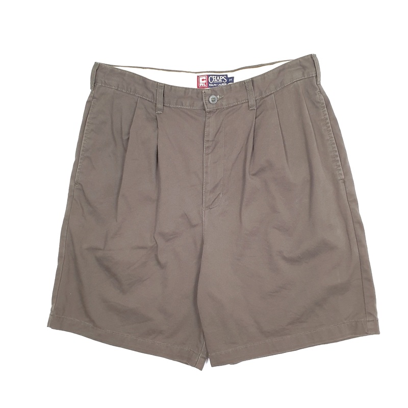 Ralph Lauren Chaps Vintage 1990s Double Pleated Green Chino Cotton Shorts W34