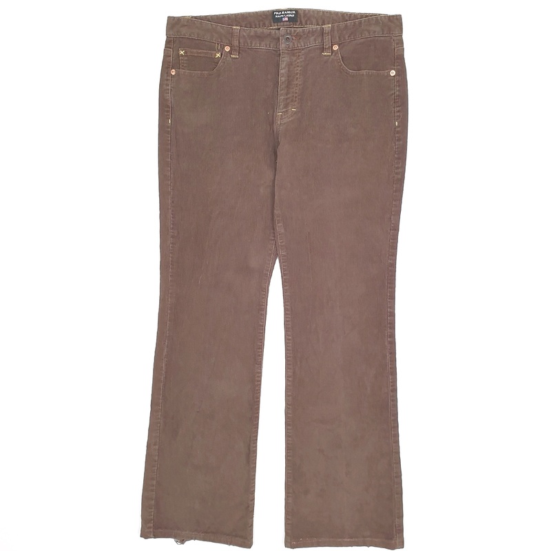 Womens Ralph Lauren Polo Jeans Co Low Rise Brown Corduroy Cotton  Trousers UK14