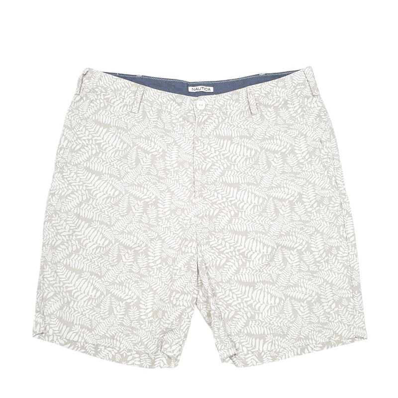 Nautica Fern Print Leaf Beige Chino Cotton Shorts W36