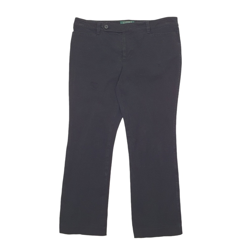 Womens Ralph Lauren Black Chino Cotton Blend  Trousers UK14