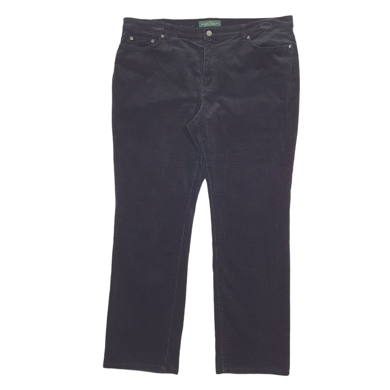 Womens Ralph Lauren Black Corduroy Cotton  Trousers UK22
