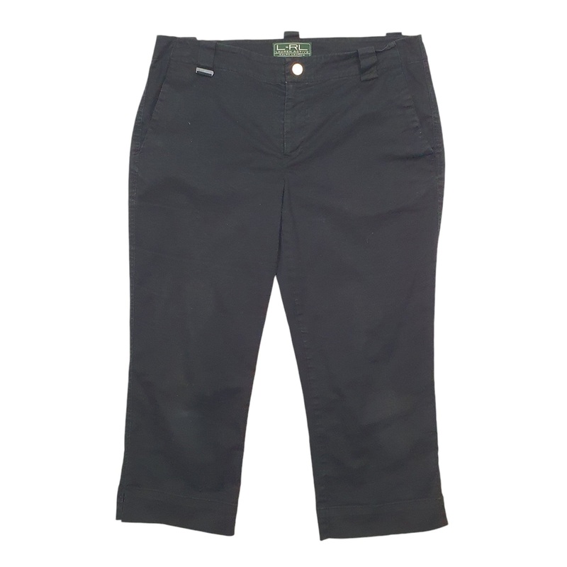 Womens Ralph Lauren Capri Black Chino Cotton  Trousers UK10