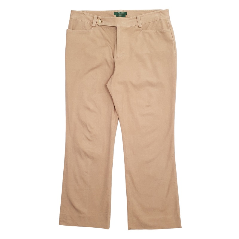 Womens Ralph Lauren Tan Chino Cotton Blend  Trousers UK14