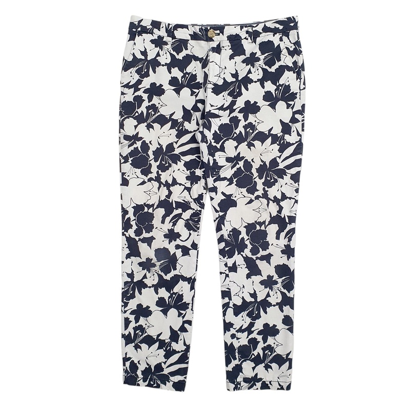 Womens Tommy Hilfiger Floral Design Pattern White Chino Cotton  Trousers UK14