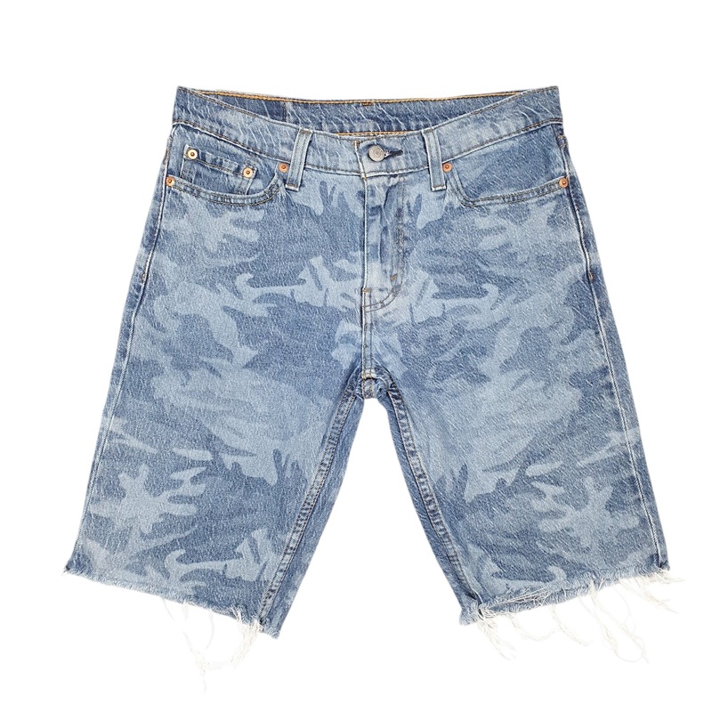 Levis Denim Jeans Jorts 511 Slim Cut Off Acid Wash Camouflage Blue Denim Jeans Cotton Shorts W30