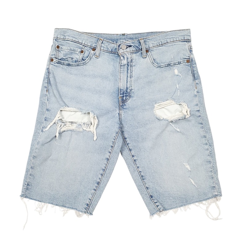 Levis Denim Jeans Jorts 511 Slim Cut Offs Distressed Blue Denim Jeans Cotton Shorts W33