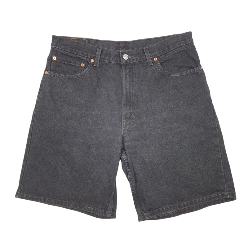 Levis Denim Jeans Jorts 550 Relaxed Baggy Black Denim Jeans Cotton Shorts W34