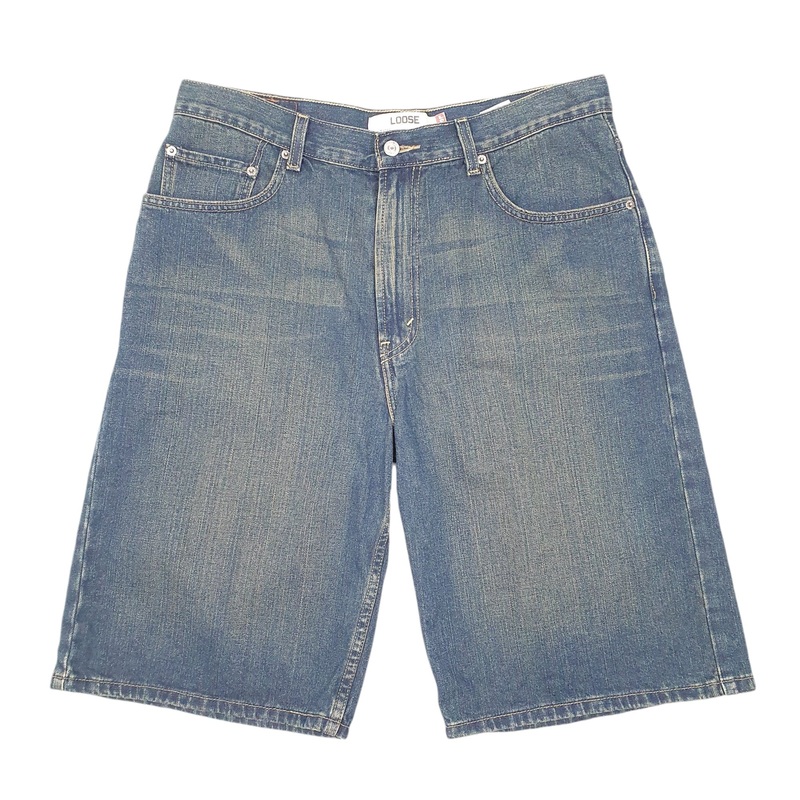 Levis Denim Jeans Jorts 569 Loose Baggy Blue Denim Jeans Cotton Shorts W34