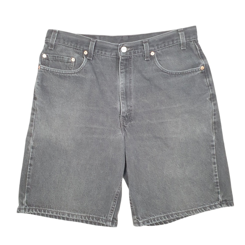Levis Denim Jeans Jorts Vintage 2000s 550 Relaxed Baggy Black Denim Jeans Cotton Shorts W36