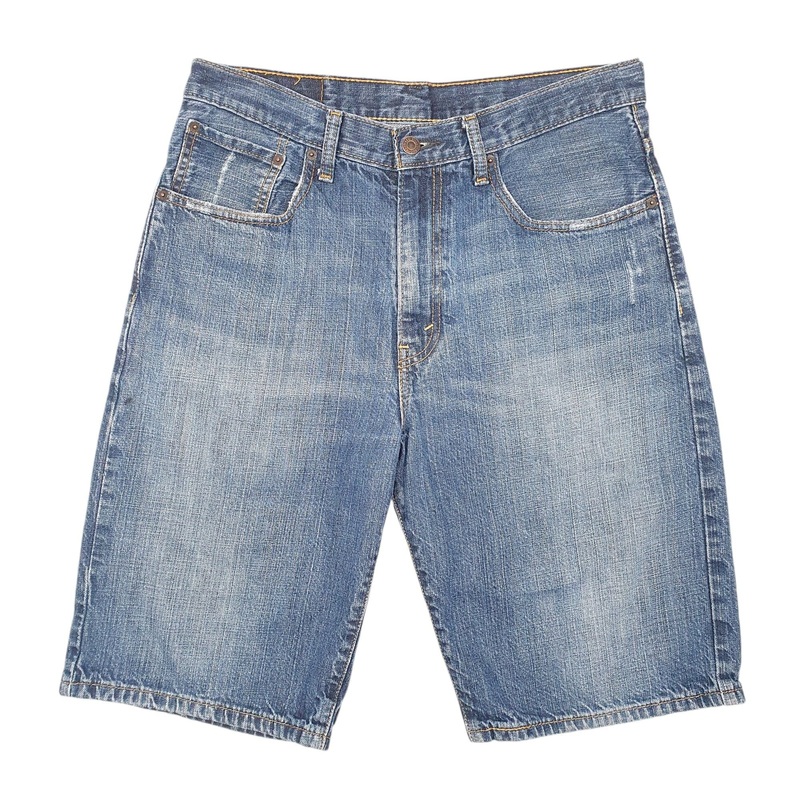 Levis Denim Jeans Jorts 569 Relaxed Baggy Disressed Blue Denim Jeans Cotton Shorts W32