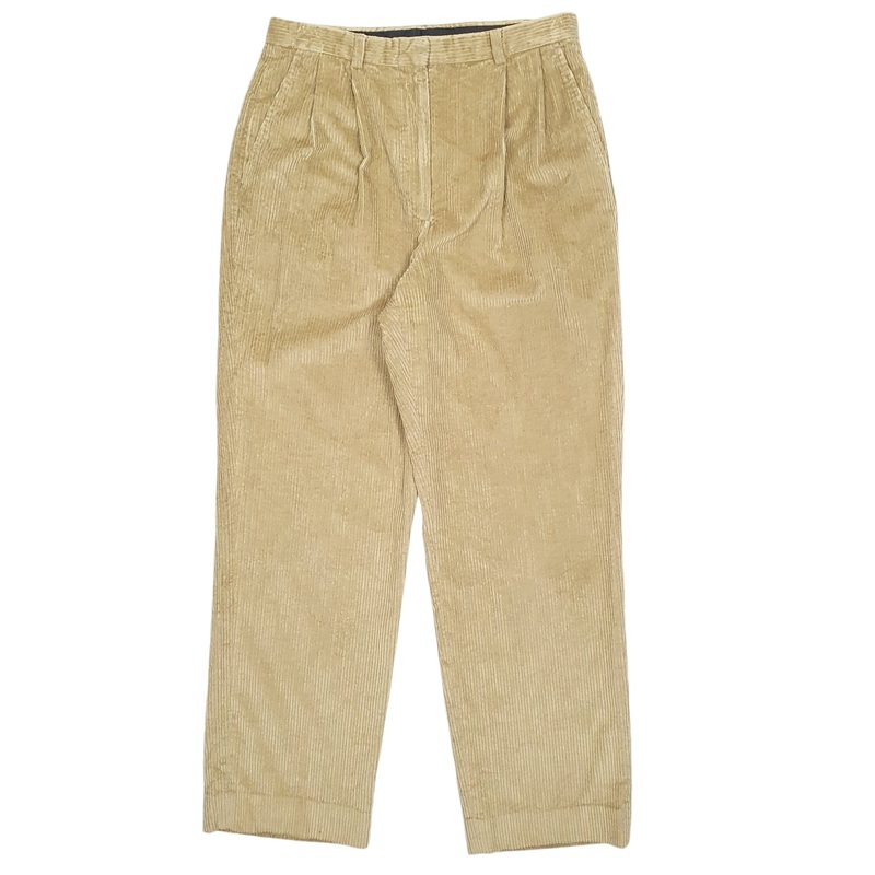 Womens Brooks Brothers Pleated Made In USA Tan Corduroy Cotton  Trousers UK8