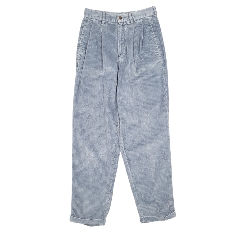Womens Eddie Bauer Double Pleated Blue Corduroy Cotton  Trousers UK6
