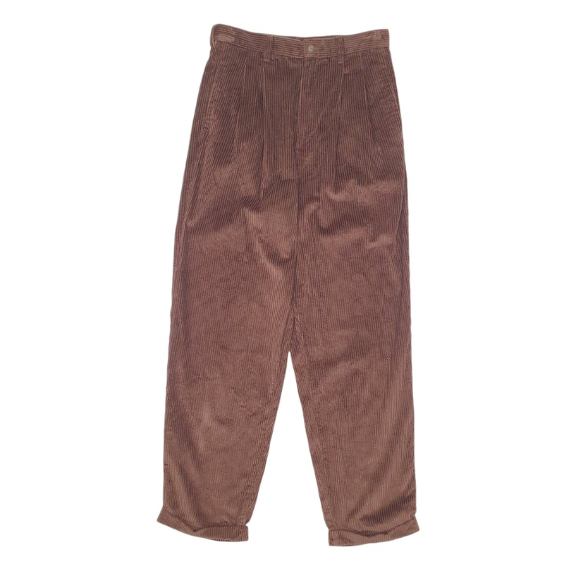 Womens Eddie Bauer Double Pleated Brown Corduroy Cotton  Trousers UK10